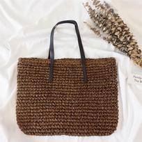 Madingi paprasti tuščiaviduriai paplūdimio krepšiai, moteriški šiaudiniai megzti dideli rankiniai 48cm*15cm*30cm smėlis