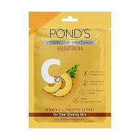 POND'S Vitamin C skaistinanti lakštinė kaukė su ananasų ekstraktu skaidriai, spindinčiai odai, be parabenų, biologiškai skaidus audinys, 25 ml yellow
