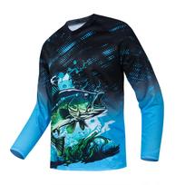 Summer 2024 casual Men's Sports Fishing Clothing Sunscreen Breathable Quick Drying Long Sleeved Fishing T-shirt Outdoor XL blue