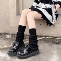 5 Pairs Lolita Leg Warmers Women's Knitted Warm Foot Cover Warmer Ladies Autumn Winter Crochet Long Socks juoda