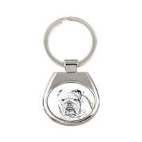 Buldogas, Anglų buldogas, Britų buldogas - raktų pakabukas su šunimi, raktų pakabukas su spauda, ​​personalizuotas pakabukas iš prekės ženklo Art-Dog sidabras