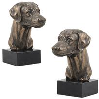 Dobermanas, Dobermano pinčeris, Dobie II - Šuns statula, biustas ant akmeninio pagrindo, skulptūra, trofėjus šunų parodai, prekės ženklo Art-Dog ruda