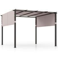 Costway Pergola su 2 reguliuojamais stogeliais 3,05x3,05 m pavėsinė, atspari vandeniui, stabili žiemai atspari pilka