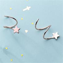 925 Sterling Silver Pentagram Star Ear Bone Ear Buckle Rotating Wave Mini Stud Earrings For Women Personality Jewelrry auksas