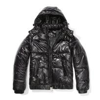 Women's Winter Thickened Parka Letter Printed Warm Hooded Jacket Loose Zipper Coat XS brown