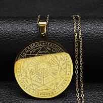 Raganių Pentagrama Nerūdijančio Plieno Karoliai Septyni Archangelai Vyrams Sidabrinės Spalvos Saliamono Antspaudas Talismanas Karoliai Papuošalai N1162s2