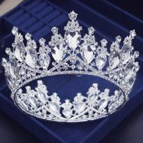 Barokinė vandens lašo AB kristalo vestuvinė karūna karališkos karalienės išleistuvių nuotakos diadema grožio konkursui apskrita tiara galvos papuošalas vestuviniai plaukų papuošalai blue