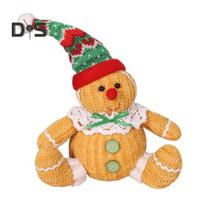 Gingerbread Man Doll Plush Christmas Doll Toy Soft Stuffed Sitting Cookie Gingerbread Festive Decor for Xmas New Year Gift A