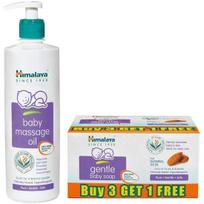 Himalaya Face Body Oil Baby Massage Oil For All Skin Types (500 ML) & Himalaya Gentle Baby Soap (4N*75g) white