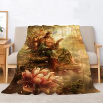 Manjusri Bodhisattva Hood Blanket King Size Fluffy Soft Blankets & Throws Microfiber Bedding Beach Towel Bed Linen Knitted Plaid 30x40in beige