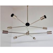 Dvigubo rato chromuotas lengvasis 10 ginklų metalinis liustra, geriausiai tinka miegamajam ir koridoriui 28" Diameter sidabras