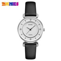 Skmei simple fashion diamond-encrusted women's watch creative women's watch couple student leather strap women's quartz watch