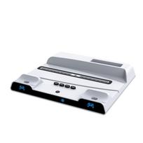 Multi-Function Charging Stand for PS5 with Cooling Fans, 2 Charge Docks for Dual Sense Controllers, 4x USB-C Adapters, 2x USB-A Ports 27*25*6cm balta