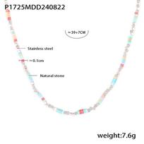 Sweet Small Fresh Dopamine Wind Beaded Necklace Niche Trendy Colored Natural Stone Stainless Steel Collarbone Chain Stacked Wear white