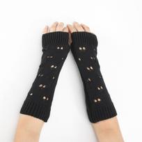 Women Knitted Gloves Stylish Hand Warmer Winter Gloves Women Arm Crochet Knitting Hollow Heart Mitten Warm Fingerless Gloves One Size