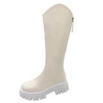Women's Rubber Boots Sexy Thigh High Heels High Sexy Back Zip Boots-Women Shoes Winter Footwear Round Toe 42 black