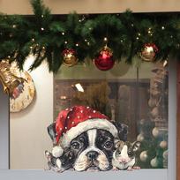 Christmas Puppies and Mice Peeping At Home Decoration Glass Windows Window Stickers 20*28CM/fun-f267  UV