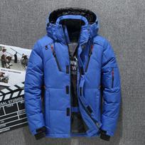 Kalėdų dovana Vyriška pūkinė striukė Snow Parkas Vyriški šiltai gobtuvai su vėjui atspariu žieminės pūkinės striukės viršutiniai drabužiai S mėlyna
