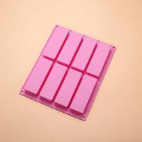 8 stačiakampės silikoninės muilo ir pyrago formelės, rankų darbo muilo formelės, rankų darbo šalto muilo formelės, lengvai išimamos violetinė