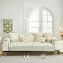 New Style All-season Universal Sofa Mat Twill Washed Cotton Anti Slip Seat Cushion Small Floral Dustproof Couch Covers Cloth 70x70cm 1pcs white