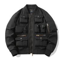 Bomber striukė Vyriška beisbolo uniforma su keliomis kišenėmis darbinė striukė Funkcinė striukė Trims atspari Assault Top 4XL beige