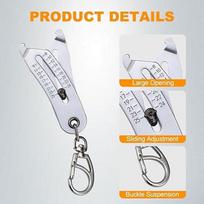 Precise Thread Size Checker Keychain Portable Caliper Gauge Metric/Imperial Hexagonal Nut Screw Thread Size Manual Measure Tools white