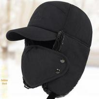 Jauki unisex Lei Feng kepurė šaltam orui, puikiai tinkanti žiemai ir rudeniui, ideali dviračiams [Inner lining with velvet] juoda