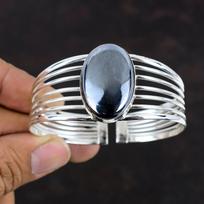 Šungito apyrankė Originalūs brangakmenių papuošalai Rankų darbo reguliuojama apyrankė 925 sterlinginio sidabro apyrankė Šungito papuošalai Dovana jam