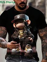Hip Hop Beždžionės Raštas 3D Spausdinimo Vyriški Marškinėliai Apvalia Kaklo Trumpomis Rankovėmis T-shirt Dizainerių Drabužiai Vyrams Per dydį Beždžionės Spausdinimo Drabužiai 6XL gray
