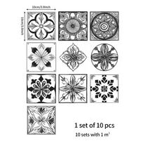 MSC1228 Ceramic Tile Mandala Pattern Kitchen Dining Room Background Landscaping Tile Paste Self-adhesive 10*10cm*10pcs/MSC1228