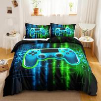 Games Duvet Cover Set Boys Kids Gamepad Bedding Set Video Game Controller Comforter Cover for Teen Girls Polyester Qulit Cover 70x133cm 2pcs black