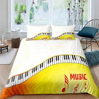 Piano Keys King Queen Duvet Cover 3D Cartoon Musical Notes Bedding Set for Kids Teens Adult Fashion Music Polyester Quilt Cover 70x133cm 2pcs