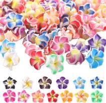 20/50Pcs Plumeria Beads Polymer Clay Flower Beads Bulk Handmade Hawaiian Plumerias Flowers 12x8mm Flat Back Floral Charms 20pcs įvairiaspalvis