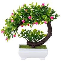 (Nikita) Mini Artificial Plants Bonsai Simulated Tree Potted Plants Fake Flowers Table Potted Ornaments One Size rožinė