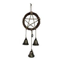 Door Knob Witch Bell Home Protection Handmade Hemp Rope Star Hanging Brass Bell Rattan Wreath A
