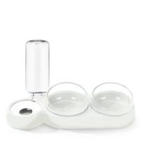 Pet Cat Bowl Automatic Feeder Dog Cat Food Bowl with Water Fountain Double Bowl Drinking Raised Stand Dish Bowls for Cats None balta