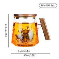 1 vnt. 540 ml/18,2 uncijos medinis arbatos puodelis su filtro dangteliu – sutirštinto stiklo drėgmės atskyrimo puodelis asmeniniam ir biuro gėrimui 540ml/18.2oz yellow