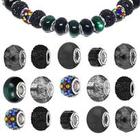 10/20/30/60pcs DIY European Beads Bulk Glass Beads Rhinestones Lampwork Beads for Jewelry Making,with Large Hole Beads Spacer Beads Necklace Making 10pcs juoda