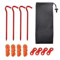 4/10 pakuotės aliuminio palapinės kaiščiai šešiakampiai strypai, lengvi antžeminiai kuoliukai su kabliuku Camping baldakimo kuoliukai kempingo žygių palapinei 4pcs raudona