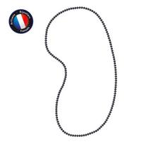 Sautoir - Perlinea - AAA+ gėlavandeniai kultivuoti perlai - Pusiau apvalūs 5-6 mm - Juodi - 80 cm balta