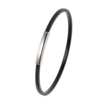 Bracelet - Roxana - Argent Massif Rhodié 925 - Jonc Rigide - Céramique Noire - 6,20 cm
