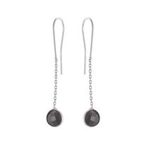 Boucles d'oreilles - Mari - Argent Massif Rhodié 925 - Pendantes - Oxyde Noir - Système Crochet