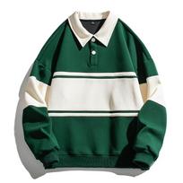 Men's Sweatshirt Autumn New Trendy Brand Hong Kong Style Popular Loose Color-blocked Lapel Sweatshirt for Men M