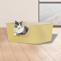 Cat Litter Box for Kitten Indoor Cats Potty Toilet Sifting Tray Sandbox geltona