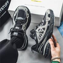 Men's Sports Korean  Trendy Versatile Thick Sole CasuasBreathable Shoes 44 white