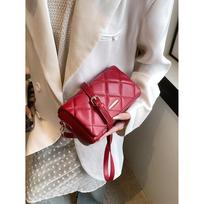 Fashion Light Luxury Red Crossbody Bag Design Sense Plaid Casual Shoulder Bag Wedding Bag Women's Pop High-end Small Square Bag gray