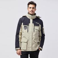 3-in-1 Removable Mountaineering Suit Windbreaker Winter Outdoor Velvet Thickened Jacket Men 4XL beige