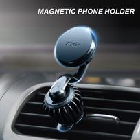 Universalus 360° magnetinis automobilinio mobiliojo telefono laikiklis oro išleidimo angos laikiklis su 2 metalinėmis plokštėmis gray
