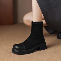 Krazing Pot Microfiber Autumn Winter Shoes Platform Super Size Motorcycle Boots Square Toe Keep Warm Zipper Size 44 Ankle Boots 34 juoda