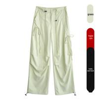 Women's American-Style Quick-Dry High-Waist Wide-Leg Mountaineering Pants, Summer 2024 Regular; M tamsiai pilka spalva